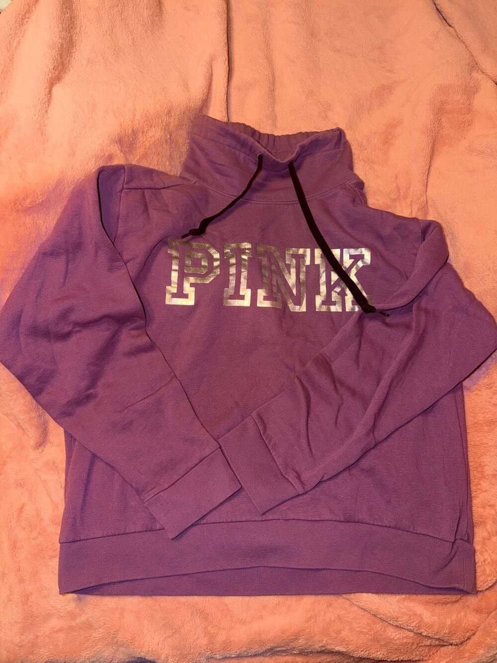 Victoria's Secret PINK High Cowl Neck Pullover Sweatshirt with Foil Logo